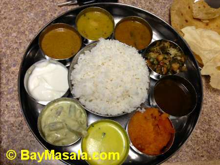 tirupathi bhimas milipitas non-spicy thali - Image © BayMasala.com